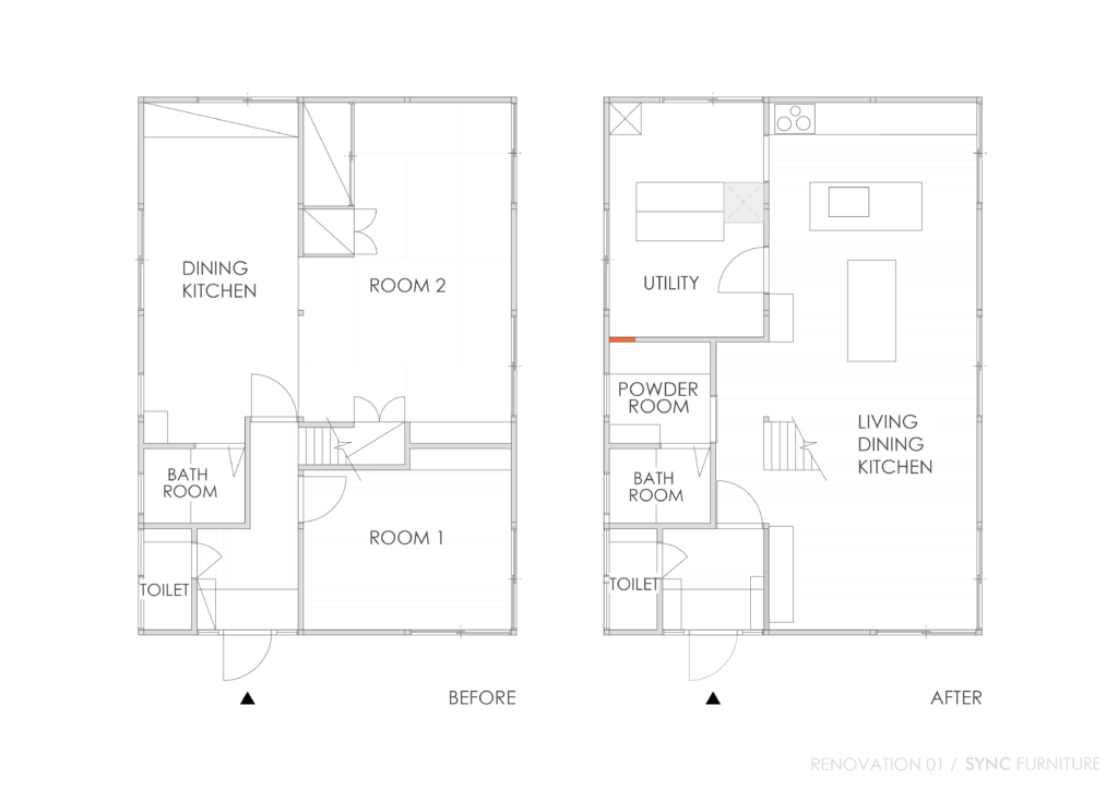 title: RENOVATION 01｜戸建て | Page No,26 | No.2 | sync-furniture | 株式会社 SYNC | 福岡県 家具工房 | オーダーメイドキッチン