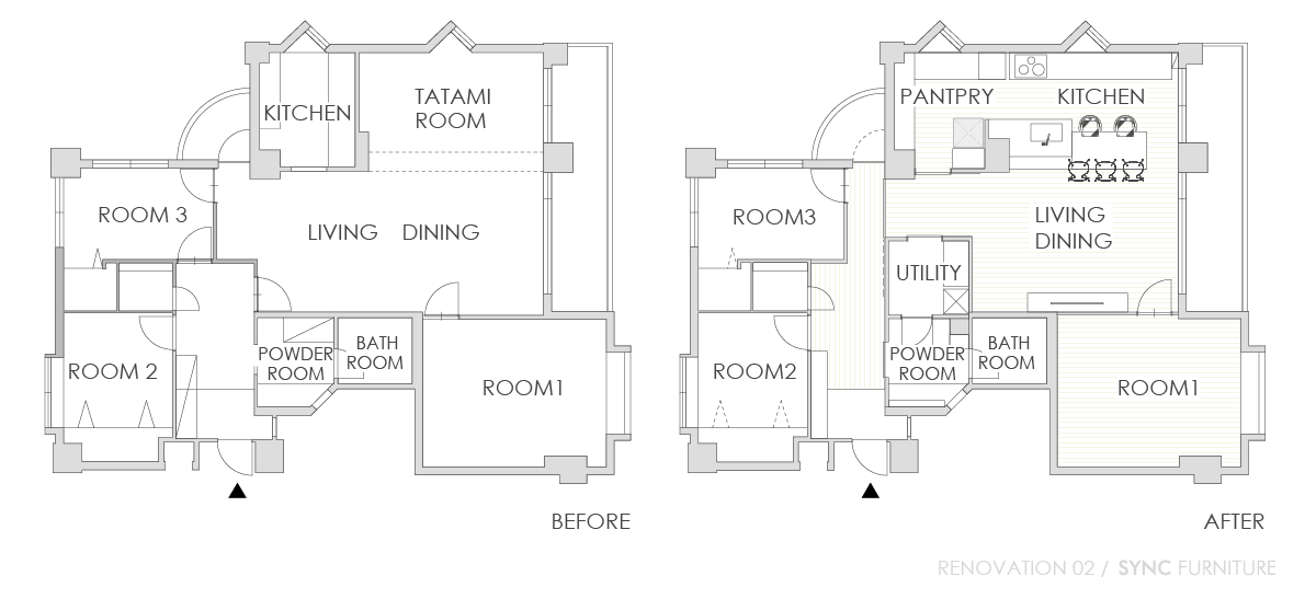 title: RENOVATION 02|マンション | Page No,91 | No.2 | sync-furniture | 株式会社 SYNC | 福岡県 家具工房 | オーダーメイドキッチン