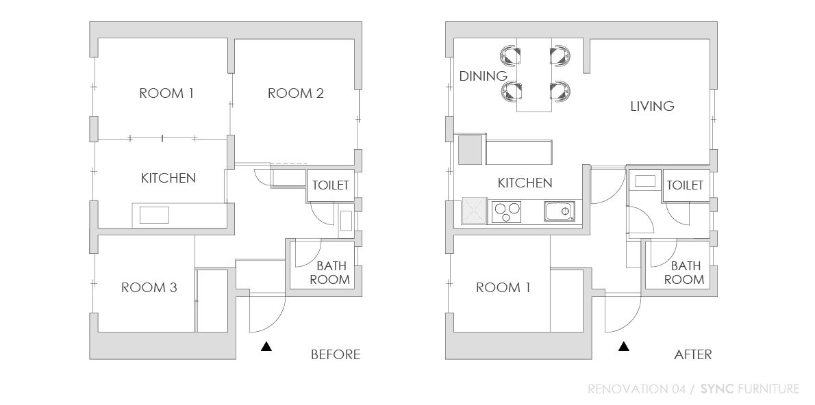 title: RENOVATION 04｜マンション | Page No,117 | No.2 | sync-furniture | 株式会社 SYNC | 福岡県 家具工房 | オーダーメイドキッチン